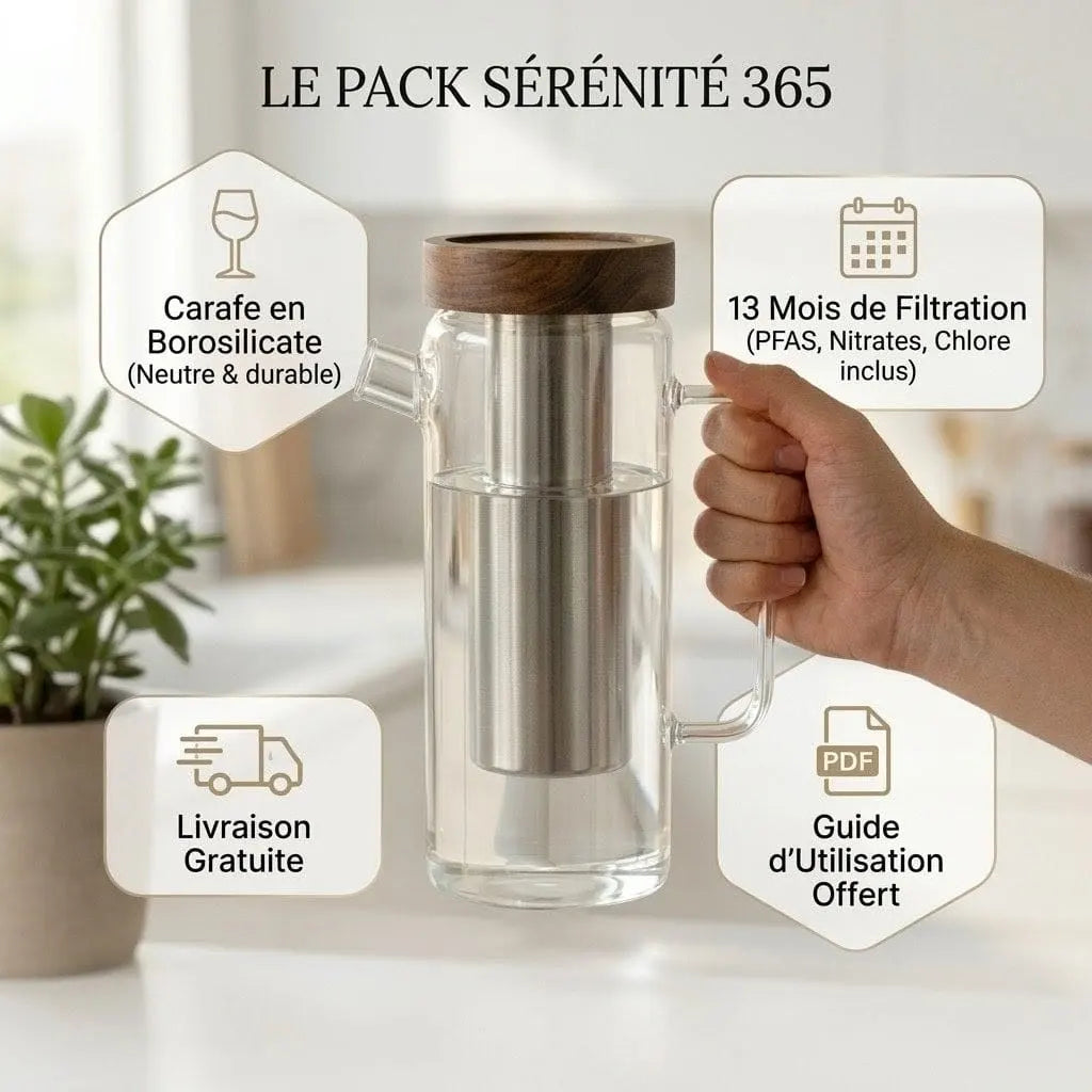 Carafe Filtrante en Verre Borosilicate 1,5L — Retrouvez le Goût d'une Eau Pure