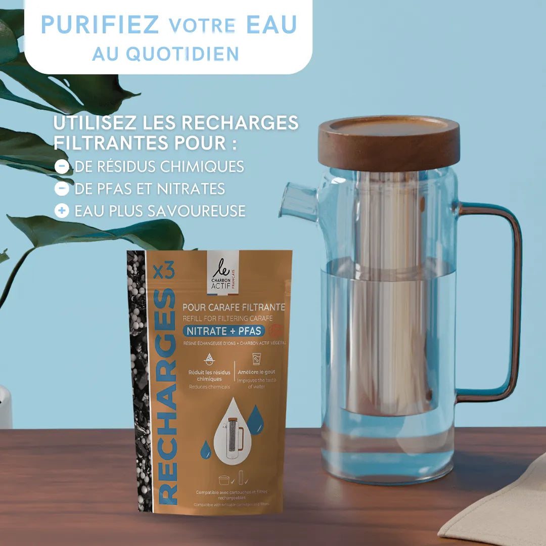 Carafe Filtrante en Verre Borosilicate 1,5L — Retrouvez le Goût d'une Eau Pure