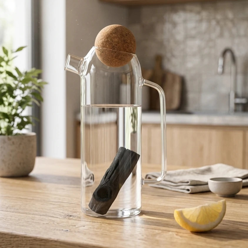 Duo Pureté : Carafe Borosilicate & 1 charbon Binchotan BIO