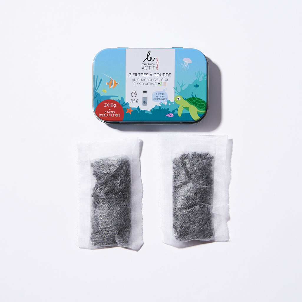 Lot de 2 filtres à eau au charbon actif pour gourde enfant Le Charbon Actif Français