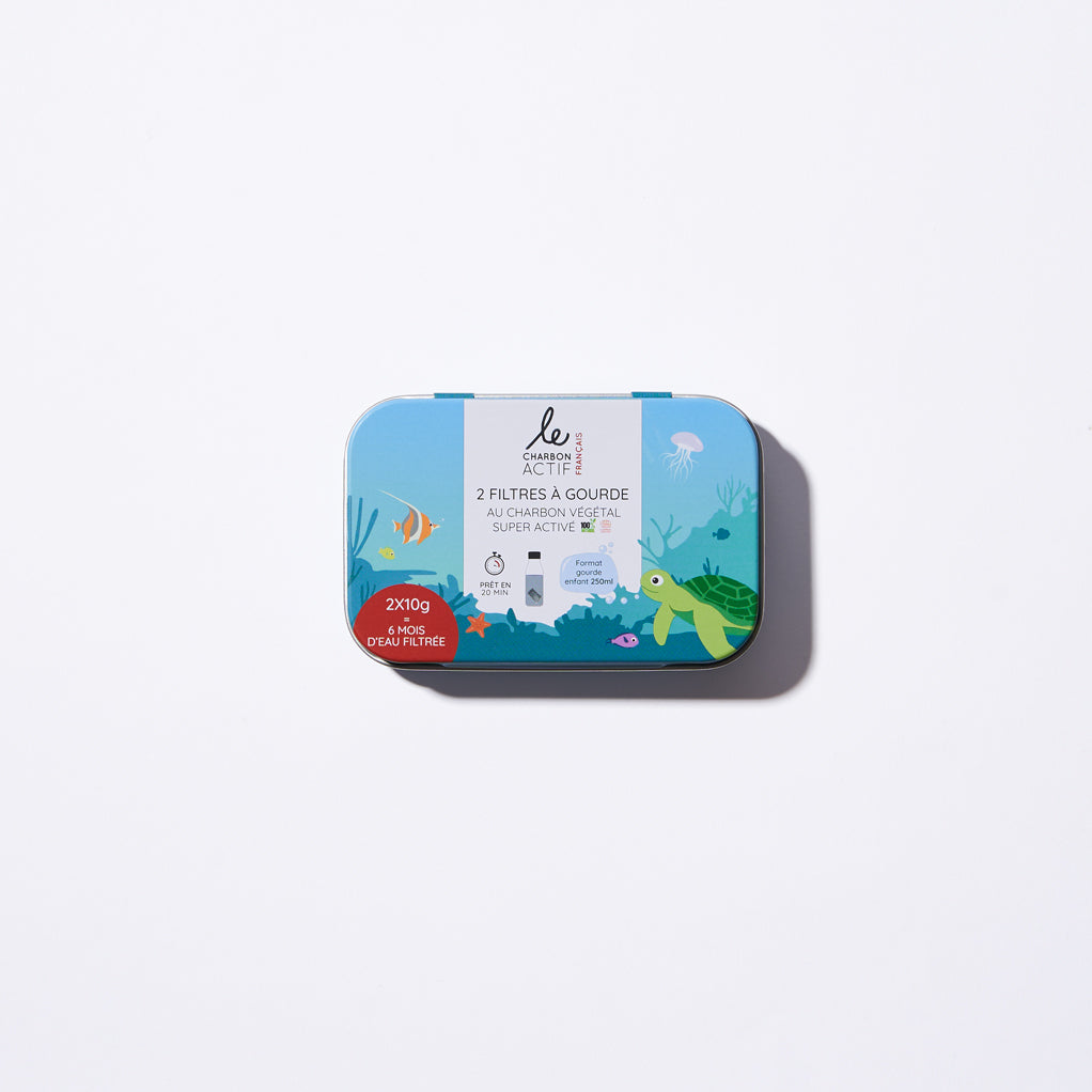 Lot de 2 filtres à eau au charbon actif pour gourde enfant Le Charbon Actif Français