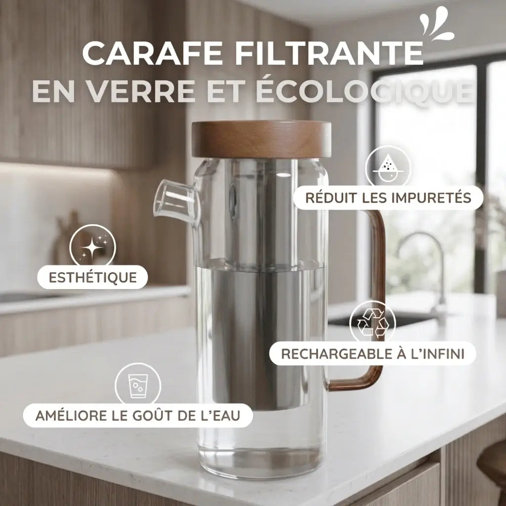 Carafe Filtrante en Verre Borosilicate 1,5L — Retrouvez le Goût d'une Eau Pure